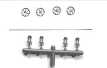 Tichy Train Group 3003BRAKE WHEEL/STAFF/RATCHET 4, HO