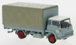 Brekina Automodelle 93590 1971 Bedford TK Low-Side Truck - Assembled -- #74 (blue-gray, Red), HO Scale