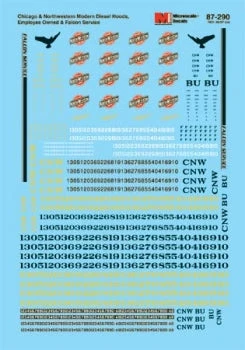 Microscale Industries 87-290 Chicago & North Western - CNW -- SD40-2 Diesels ("Employee Owned", Falcon Service Slogans) 1970-1980, HO Scale