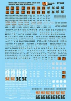 Microscale Industries 87-884 New Haven - NH (New York, New Haven & Hartford - NYNH&H) -- Passenger Cars, Head End Cars & 8200-, 8500- & 8600-Series Cars, HO Scale