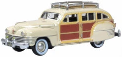 Oxford Diecast 553-87CB42003 1942 Chrysler Town And Country Station Wagon - Assembled -- Catalina Tan, Brown, HO