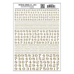 Woodland Scenics WOO709 Dry Transfer Numbers - Railroad Roman - 1/16, 3/32, 1/8, 3/16, 1/4 & 5/16" -- Gold, All Scales