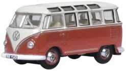 Oxford Diecast 553-NVWS001 1951 Volkswagen T1 Samba Passenger Van - Assembled -- Sealing Wax Red, Beige Gray, N Scale