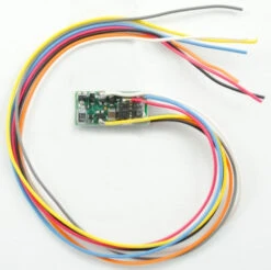 Train Control Systems TCS1342 Z2P-VO 2-Function DCC Decoder -- VO Length Harness & NMRA 8-Pin Plug .245 X .525 X .11"6.22 X 13.34 X 2.79mm, Z Scale