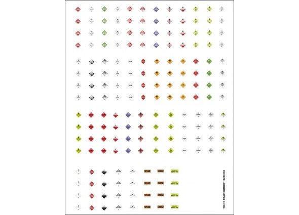 Tichy Train Group 10259 Railroad Decal Set -- Hazardous Materials Placards Pkg(170), HO Scale